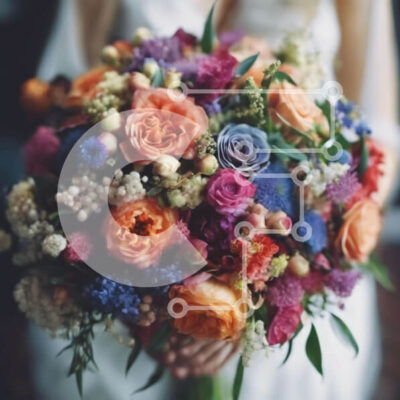 Intra Συλλεκτικό Ξύλινο Παζλ Plywood 4mm - Πολύχρωμη γαμήλια ανθοδέσμη που κρατά η νύφη Σε Ξύλινο Κουτί - Διαστάσεις: 10x10 cm – 25 κομμάτια - Image 1