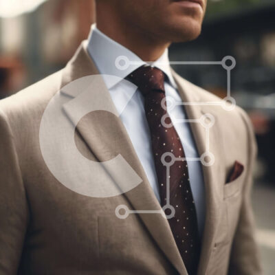 Intra Συλλεκτικό Ξύλινο Παζλ Plywood  4mm - Άνδρας με μαύρισμα στολή και γραβάτα με πουά στο δρόμο Σε Ξύλινο Κουτί - Διαστάσεις Puzzle: 10x10 cm – 25 κομμάτια - Image 1