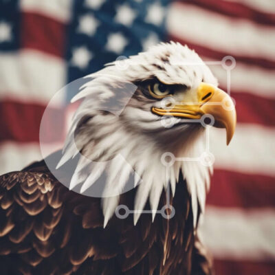 Intra Συλλεκτικό Ξύλινο Παζλ Plywood 4mm - Αετός με αμερικανική σημαία Σε Ξύλινο Κουτί - Διαστάσεις: 10x10 cm – 25 κομμάτια - Image 1