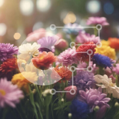 Intra Συλλεκτικό Ξύλινο Παζλ Plywood  4mm - Ζωντανό μπουκέτο με τουλίπες, νάρκισσους και γαρύφαλλα Σε Ξύλινο Κουτί - Διαστάσεις: 10x10 cm – 25 κομμάτια - Image 1