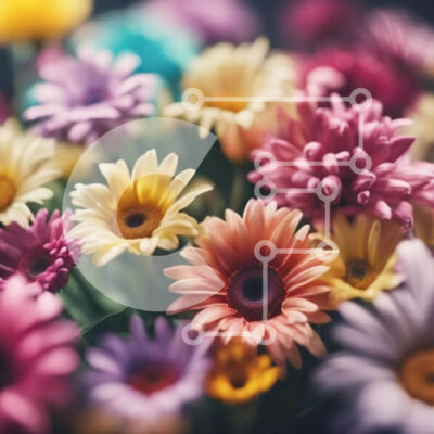 Intra Συλλεκτικό Ξύλινο Παζλ Plywood  4mm - Πολύχρωμο μπουκέτο λουλούδια με μαργαρίτες, γαρύφαλλα και ζέρμπερες Σε Ξύλινο Κουτί - Διαστάσεις: 10x10 cm – 25 κομμάτια - Image 1