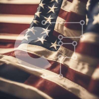 Intra Συλλεκτικό Ξύλινο Παζλ Plywood  4mm - Κοντινό πλάνο της αμερικανικής σημαίας με αστέρια και ρίγες Σε Ξύλινο Κουτί - Διαστάσεις Puzzle: 10x10 cm – 25 κομμάτια - Image 1