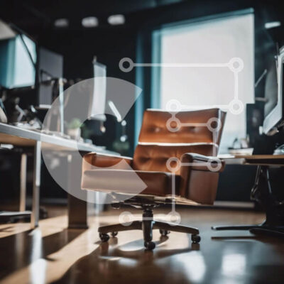 Intra Συλλεκτικό Ξύλινο Παζλ Plywood  4mm - Χώρος γραφείου με καφέ δερμάτινη καρέκλα και οθόνες υπολογιστών Σε Ξύλινο Κουτί - Διαστάσεις Puzzle: 10x10 cm – 25 κομμάτια - Image 1