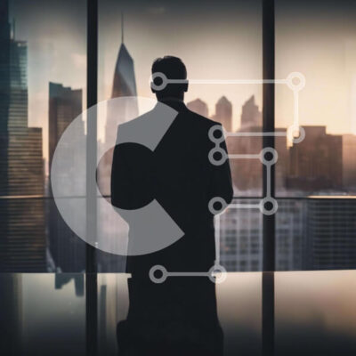 Intra Συλλεκτικό Ξύλινο Παζλ Plywood 4mm - Επιχειρηματίας που θαυμάζει τον ορίζοντα της πόλης Σε Ξύλινο Κουτί - Διαστάσεις Puzzle: 10x10 cm – 25 κομμάτια - Image 1