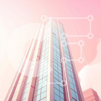 Intra Συλλεκτικό Ξύλινο Παζλ Plywood  4mm - Ροζ ουρανοξύστης με αεροπλάνο που πετά πάνω από τον ορίζοντα Σε Ξύλινο Κουτί - Διαστάσεις Puzzle: 10x10 cm – 25 κομμάτια - Image 1