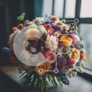 Intra Συλλεκτικό Ξύλινο Παζλ Plywood  4mm - Πολύχρωμο μπουκέτο λουλουδιών μπροστά από το ανοιχτό παράθυρο Σε Ξύλινο Κουτί - Διαστάσεις: 10x10 cm – 25 κομμάτια