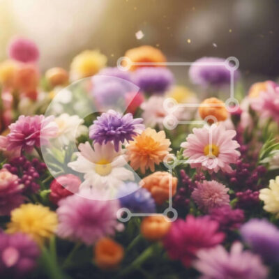 Intra Συλλεκτικό Ξύλινο Παζλ Plywood  4mm - Πολύχρωμο μπουκέτο λουλουδιών με μαργαρίτες, ηλίανθους και ασφόδελους Σε Ξύλινο Κουτί - Διαστάσεις: 10x10 cm – 25 κομμάτια - Image 1