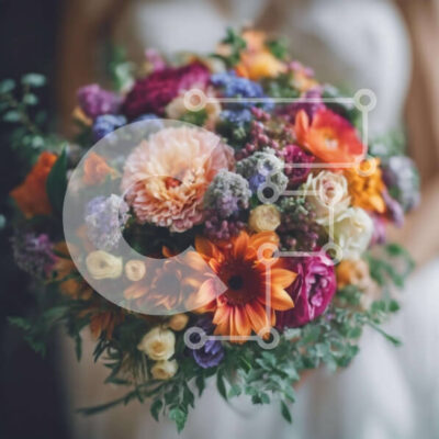 Intra Συλλεκτικό Ξύλινο Παζλ Plywood  4mm - Νύφη που κρατά πολύχρωμο μπουκέτο λουλουδιών Σε Ξύλινο Κουτί - Διαστάσεις: 10x10 cm – 25 κομμάτια - Image 1