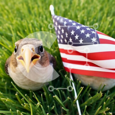 Intra Συλλεκτικό Ξύλινο Παζλ Plywood  4mm - Δύο πουλιά από την αμερικανική σημαία στο γρασίδι Σε Ξύλινο Κουτί - Διαστάσεις: 10x10 cm – 25 κομμάτια - Image 1