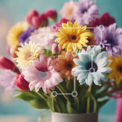 Intra Συλλεκτικό Ξύλινο Παζλ Plywood  4mm - Πολύχρωμη ανθοσύνθεση με λευκό βάζο Σε Ξύλινο Κουτί - Διαστάσεις: 10x10 cm – 25 κομμάτια - Image 1