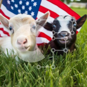 Intra Συλλεκτικό Ξύλινο Παζλ Plywood  4mm - Περίεργες κατσίκες με αμερικανική σημαία Σε Ξύλινο Κουτί - Διαστάσεις: 10x10 cm – 25 κομμάτια