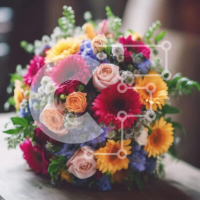 Intra Συλλεκτικό Ξύλινο Παζλ Plywood 4mm - Πολύχρωμο μπουκέτο λουλουδιών σε παλιό ξύλινο τραπέζι Σε Ξύλινο Κουτί - Διαστάσεις: 10x10 cm – 25 κομμάτια - Image 1