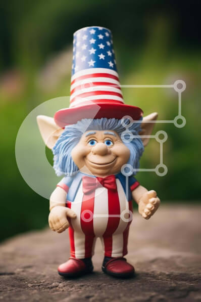 Intra Συλλεκτικό Ξύλινο Παζλ Plywood  4mm - Ειδώλιο παιχνιδιών με καπέλο αμερικανικής σημαίας και πατριωτική στολή Σε Ξύλινο Κουτί - Διαστάσεις Puzzle: 10x10 cm – 25 κομμάτια