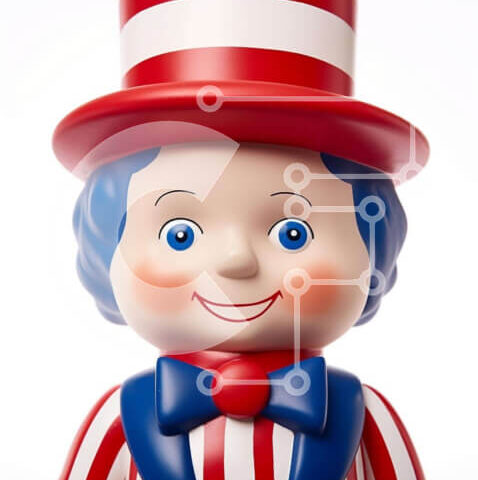 Intra Συλλεκτικό Ξύλινο Παζλ Plywood  4mm - Γάτα παιχνίδι με το καπέλο με ριγέ στολή Σε Ξύλινο Κουτί - Διαστάσεις: 10x10 cm – 25 κομμάτια - Image 1