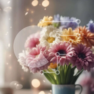 Intra Συλλεκτικό Ξύλινο Παζλ Plywood  4mm - Πολύχρωμα λουλούδια σε ένα βάζο Σε Ξύλινο Κουτί - Διαστάσεις: 10x10 cm – 25 κομμάτια - Image 1