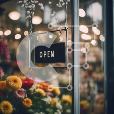 Intra Συλλεκτικό Ξύλινο Παζλ Plywood 4mm - Μαύρο σημάδι στο ανθοπωλείο με πολύχρωμα λουλούδια Σε Ξύλινο Κουτί - Διαστάσεις Puzzle: 10x10 cm – 25 κομμάτια - Image 1