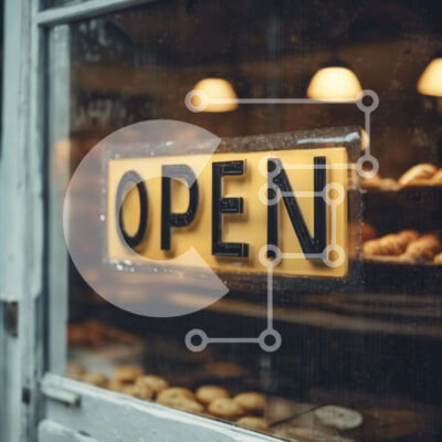 Intra Συλλεκτικό Ξύλινο Παζλ Plywood  4mm - Αρτοποιείο με την πινακίδα «Ανοιχτό» και Εμφανίζονται γλυκά Σε Ξύλινο Κουτί - Διαστάσεις Puzzle: 10x10 cm – 25 κομμάτια - Image 1