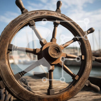 Intra Συλλεκτικό Ξύλινο Παζλ Plywood  4mm - Ξύλινο τιμόνι πλοίου στην αποβάθρα Σε Ξύλινο Κουτί - Διαστάσεις Puzzle: 10x10 cm – 25 κομμάτια - Image 1