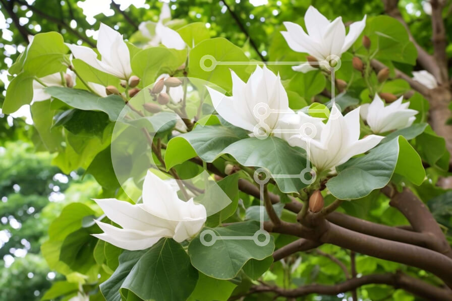 Intra Συλλεκτικό Ξύλινο Παζλ Plywood  4mm - Λευκό δέντρο μανόλιας την άνοιξη Σε Ξύλινο Κουτί - Διαστάσεις: 10x10 cm – 25 κομμάτια