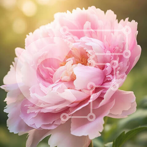 Intra Συλλεκτικό Ξύλινο Παζλ Plywood 4mm - Ροζ λουλούδι παιώνιας σε άνθιση Σε Ξύλινο Κουτί - Διαστάσεις: 10x10 cm – 25 κομμάτια - Image 1