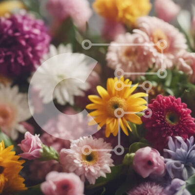 Intra Συλλεκτικό Ξύλινο Παζλ Plywood  4mm - Πολύχρωμο μπουκέτο λουλουδιών με μαργαρίτες, τριαντάφυλλα και γαρύφαλλα Σε Ξύλινο Κουτί - Διαστάσεις: 10x10 cm – 25 κομμάτια - Image 1