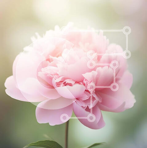 Intra Συλλεκτικό Ξύλινο Παζλ Plywood 4mm - Ροζ λουλούδι παιώνιας με φόντο Bokeh Σε Ξύλινο Κουτί - Διαστάσεις: 10x10 cm – 25 κομμάτια - Image 1