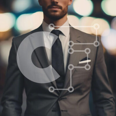 Intra Συλλεκτικό Ξύλινο Παζλ Plywood  4mm - Άνδρας με κομψό κοστούμι και γραβάτα με τα χέρια στους γοφούς Σε Ξύλινο Κουτί - Διαστάσεις Puzzle: 10x10 cm – 25 κομμάτια - Image 1