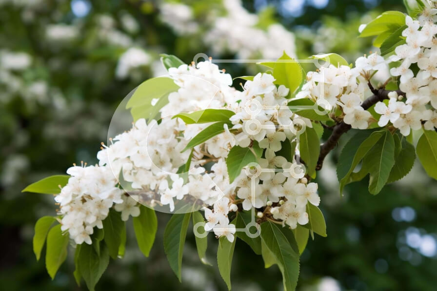 Intra Συλλεκτικό Ξύλινο Παζλ Plywood  4mm - Λευκό ανθισμένο κλαδί δέντρου με ανθισμένα λευκά λουλούδια Σε Ξύλινο Κουτί - Διαστάσεις: 10x10 cm – 25 κομμάτια