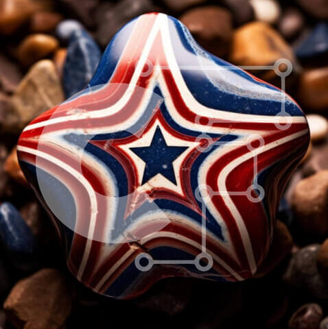 Intra Συλλεκτικό Ξύλινο Παζλ Plywood  4mm - Κόκκινο, λευκό και μπλε βράχο διακόσμηση σε σχήμα αστεριού Σε Ξύλινο Κουτί - Διαστάσεις Puzzle: 10x10 cm – 25 κομμάτια - Image 1