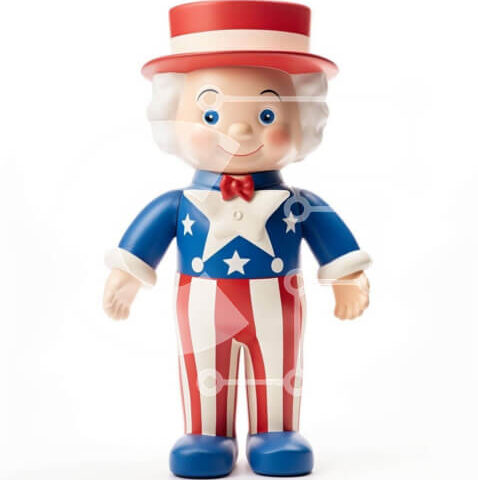 Intra Συλλεκτικό Ξύλινο Παζλ Plywood  4mm - Φιγούρα παιχνιδιού με πουκάμισο αμερικανικής σημαίας για τον εορτασμό της 4ης Ιουλίου Σε Ξύλινο Κουτί - Διαστάσεις Puzzle: 10x10 cm – 25 κομμάτια - Image 1