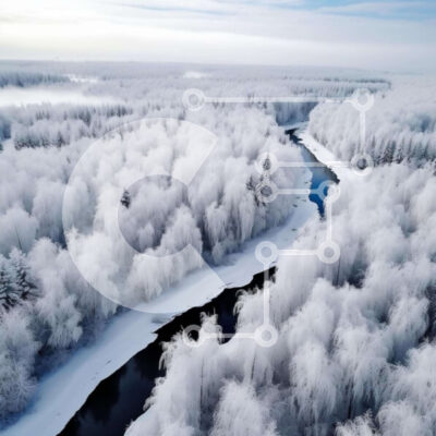 Intra Συλλεκτικό Ξύλινο Παζλ Plywood  4mm - Αεροφωτογραφία του Χιονισμένου Δάσους Σε Ξύλινο Κουτί - Διαστάσεις: 10x10 cm – 25 κομμάτια - Image 1