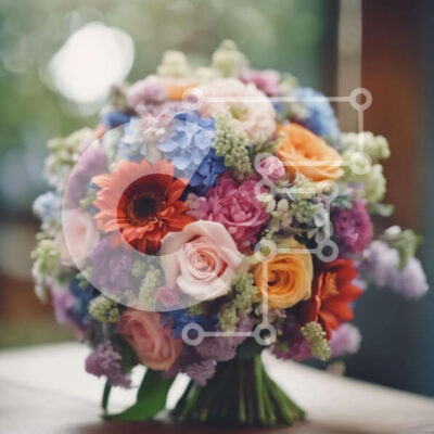 Intra Συλλεκτικό Ξύλινο Παζλ Plywood 4mm - Πολύχρωμο μπουκέτο λουλουδιών σε ξύλινο τραπέζι Σε Ξύλινο Κουτί - Διαστάσεις: 10x10 cm – 25 κομμάτια - Image 1