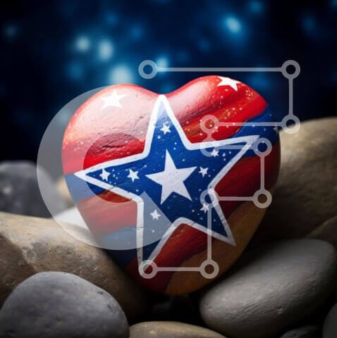 Intra Συλλεκτικό Ξύλινο Παζλ Plywood  4mm - Ροκ σε σχήμα καρδιάς με χρώματα σημαίας ΗΠΑ Σε Ξύλινο Κουτί - Διαστάσεις: 10x10 cm – 25 κομμάτια - Image 1