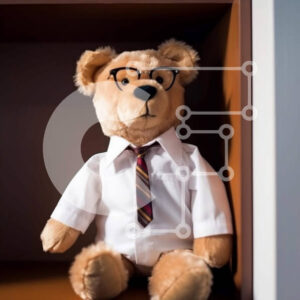 Intra Συλλεκτικό Ξύλινο Παζλ Plywood  4mm - Καφέ αρκουδάκι με γυαλιά και γραβάτα στο ράφι Σε Ξύλινο Κουτί - Διαστάσεις: 10x10 cm – 25 κομμάτια