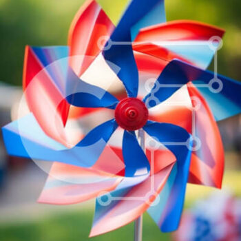 Intra Συλλεκτικό Ξύλινο Παζλ Plywood  4mm - Πολύχρωμο pinwheel σε ανοιχτό πεδίο Σε Ξύλινο Κουτί - Διαστάσεις Puzzle: 10x10 cm – 25 κομμάτια - Image 1