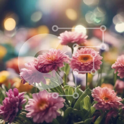 Intra Συλλεκτικό Ξύλινο Παζλ Plywood  4mm - Πολύχρωμα λουλούδια και φώτα Bokeh Σε Ξύλινο Κουτί - Διαστάσεις: 10x10 cm – 25 κομμάτια - Image 1