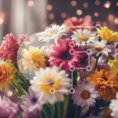 Intra Συλλεκτικό Ξύλινο Παζλ Plywood  4mm - Ζωντανό μπουκέτο από πολύχρωμα λουλούδια Σε Ξύλινο Κουτί - Διαστάσεις: 10x10 cm – 25 κομμάτια - Image 1