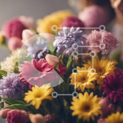 Intra Συλλεκτικό Ξύλινο Παζλ Plywood  4mm - Πολύχρωμο μπουκέτο λουλουδιών με τριαντάφυλλα, τουλίπες, ασφόδελους και μαργαρίτες Σε Ξύλινο Κουτί - Διαστάσεις: 10x10 cm – 25 κομμάτια - Image 1