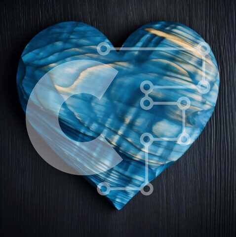 Intra Συλλεκτικό Ξύλινο Παζλ Plywood 4mm - Μπλε μάρμαρο σε σχήμα καρδιάς σε μαύρο φόντο Σε Ξύλινο Κουτί - Διαστάσεις Puzzle: 10x10 cm – 25 κομμάτια - Image 1