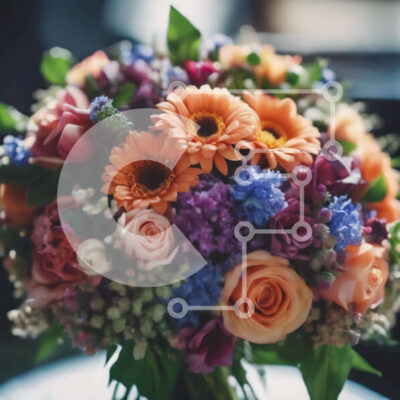 Intra Συλλεκτικό Ξύλινο Παζλ Plywood  4mm - Ζωντανό μπουκέτο λουλουδιών με τριαντάφυλλα, μαργαρίτες, γαρίφαλα, ορχιδέες και κρίνους Σε Ξύλινο Κουτί - Διαστάσεις: 10x10 cm – 25 κομμάτια - Image 1