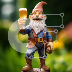 Intra Συλλεκτικό Ξύλινο Παζλ Plywood  4mm - Ειδώλιο Gnome εξωτερικού χώρου με αλκοολούχο ποτό Σε Ξύλινο Κουτί - Διαστάσεις Puzzle: 10x10 cm – 25 κομμάτια