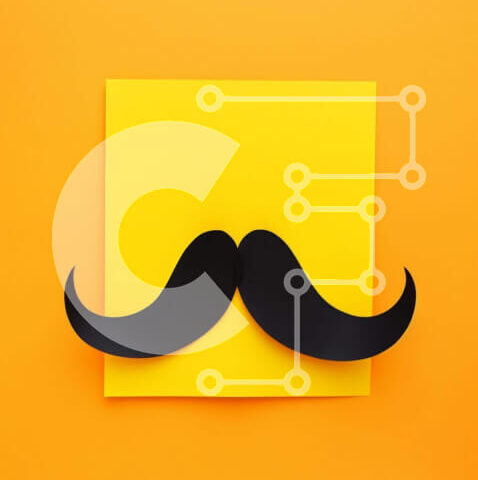 Intra Συλλεκτικό Ξύλινο Παζλ Plywood  4mm - Δημιουργική κίτρινη σημείωση post-it με μουστάκι σε πορτοκαλί φόντο Σε Ξύλινο Κουτί - Διαστάσεις Puzzle: 10x10 cm – 25 κομμάτια - Image 1