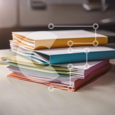 Intra Συλλεκτικό Ξύλινο Παζλ Plywood  4mm - Πολύχρωμοι φάκελοι στο γραφείο Σε Ξύλινο Κουτί - Διαστάσεις Puzzle: 10x10 cm – 25 κομμάτια - Image 1