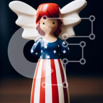 Intra Συλλεκτικό Ξύλινο Παζλ Plywood  4mm - Ειδώλιο αγγέλου στα χρώματα της σημαίας των ΗΠΑ Σε Ξύλινο Κουτί - Διαστάσεις Puzzle: 10x10 cm – 25 κομμάτια - Image 1