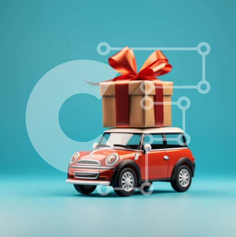 Intra Συλλεκτικό Ξύλινο Παζλ Plywood  4mm - Πορτοκαλί μίνι αυτοκίνητο με κουτί δώρου Σε Ξύλινο Κουτί - Διαστάσεις Puzzle: 10x10 cm – 25 κομμάτια - Image 1