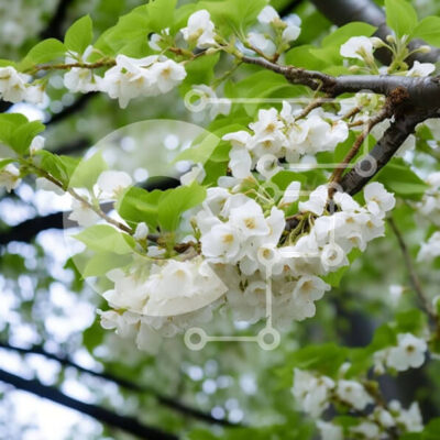 Intra Συλλεκτικό Ξύλινο Παζλ Plywood  4mm - Λευκό ανθισμένο κλαδί δέντρου με ανθισμένα λευκά λουλούδια Σε Ξύλινο Κουτί - Διαστάσεις: 10x10 cm – 25 κομμάτια - Image 1