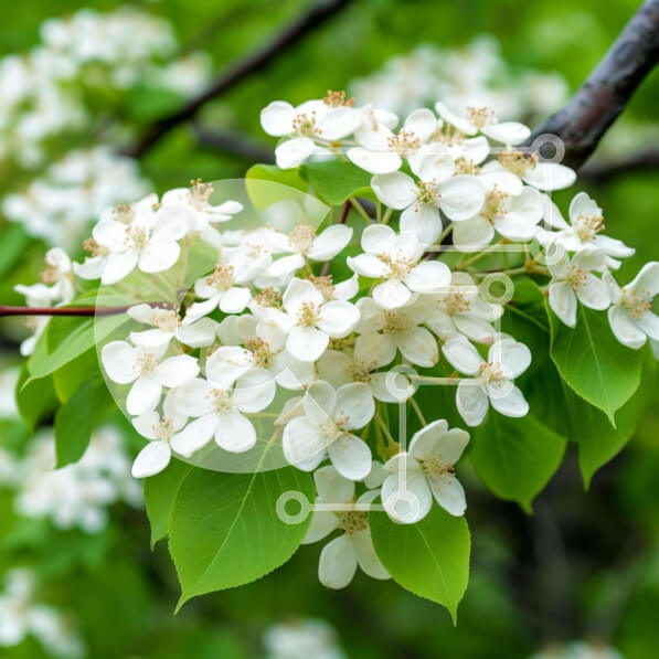 Intra Συλλεκτικό Ξύλινο Παζλ Plywood  4mm - Κλάδος λευκών λουλουδιών με πράσινα φύλλα Σε Ξύλινο Κουτί - Διαστάσεις: 10x10 cm – 25 κομμάτια