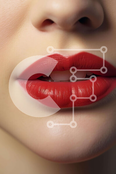 Intra Συλλεκτικό Ξύλινο Παζλ Plywood  4mm - Κοντινό πλάνο γυναίκας με κόκκινο κραγιόν Σε Ξύλινο Κουτί - Διαστάσεις Puzzle: 10x10 cm – 25 κομμάτια