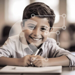 Intra Συλλεκτικό Ξύλινο Παζλ Plywood  4mm - Εκπαιδευτική σκηνή: Νεαρό αγόρι που γράφει στο γραφείο Σε Ξύλινο Κουτί - Διαστάσεις Puzzle: 10x10 cm – 25 κομμάτια