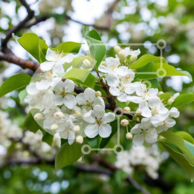 Intra Συλλεκτικό Ξύλινο Παζλ Plywood  4mm - Ανθισμένο δέντρο με λευκά λουλούδια και πράσινα φύλλα Σε Ξύλινο Κουτί - Διαστάσεις: 10x10 cm – 25 κομμάτια - Image 1